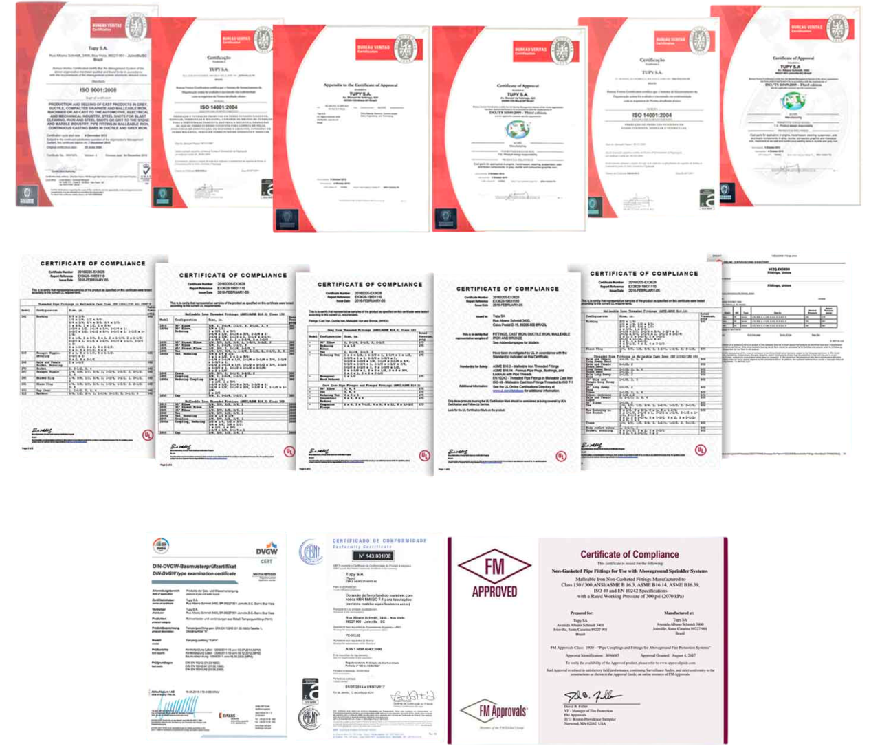 استانداردها و گواهینامه های اتصالات چدن چکش خوار توپی ساخت برزیل