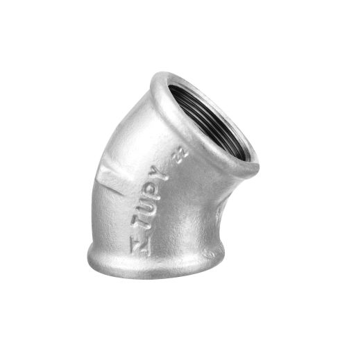 خرید زانو ۴۵ درجه گالوانیزه دنده ای چدن چکش خوار توپی ساخت برزیل TUPY BSP